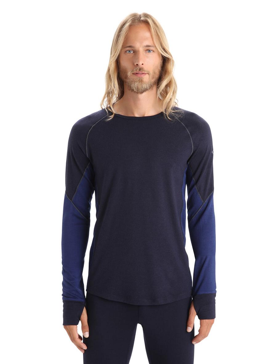 Midnight Navy / Royal Navy Men\'s Icebreaker BodyfitZone™ Merino 260 Zone Long Sleeve Crewe Thermal Top Base Layers | USA 1381DFMN